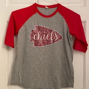 Chiefs Raglan 3/4 Sleeve Red/Gray Girls 1012 Cotton T-Shirt